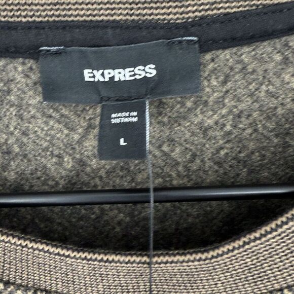 Express Relaxed Herringbone Long Sleeve Pocket T-Shirt in Chai Size Large NWT - Picture 4 of 5